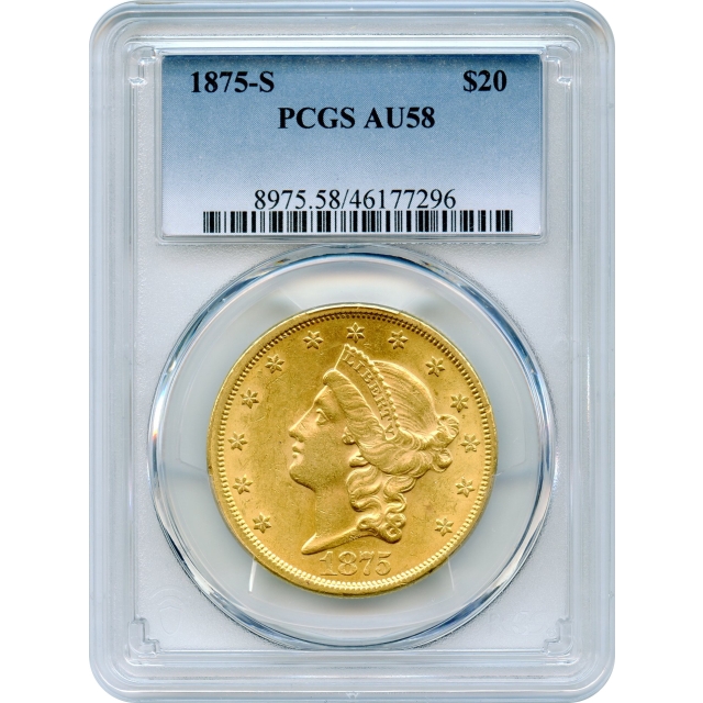 1875-S $20 Liberty Head Double Eagle PCGS AU58