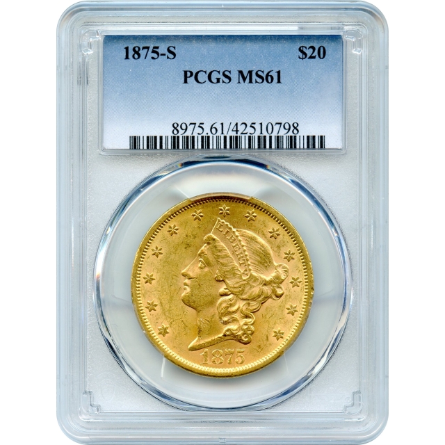 1875-S $20 Liberty Head Double Eagle PCGS MS61