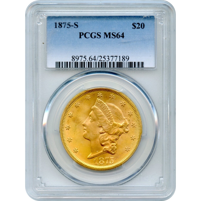 1875-S $20 Liberty Head Double Eagle PCGS MS64