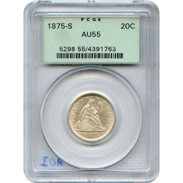 1875-S 20C Twenty Cent Piece PCGS AU55