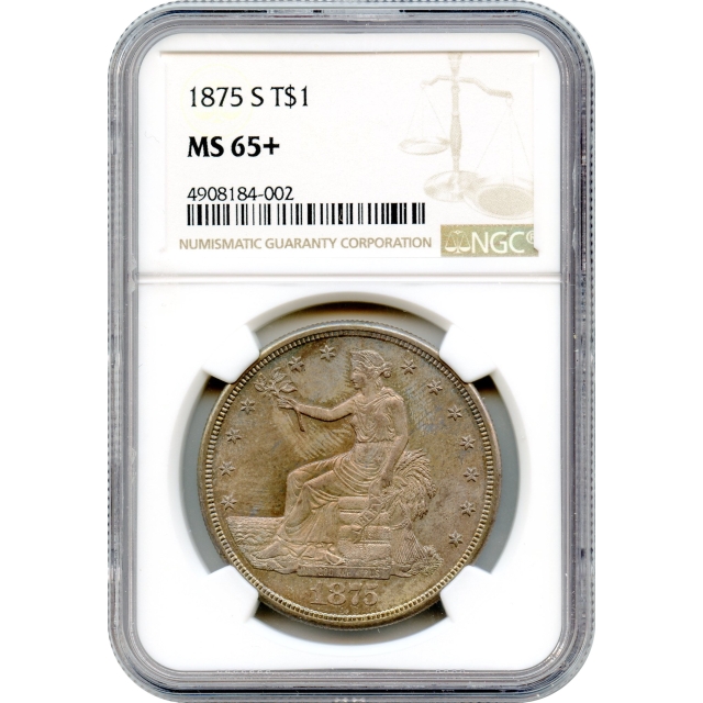 1875-S $1 Trade Silver Dollar NGC MS65+