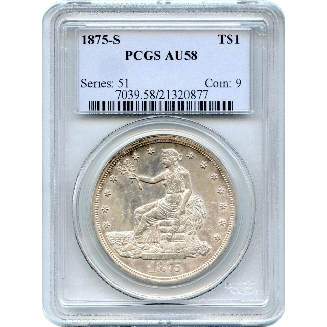 1875-S T$1 Trade Silver Dollar PCGS AU58
