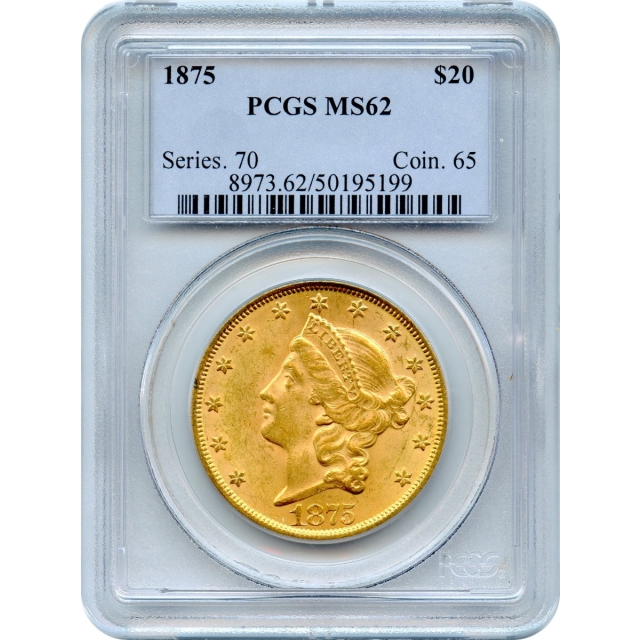 1875 $20 Liberty Head Double Eagle PCGS MS62