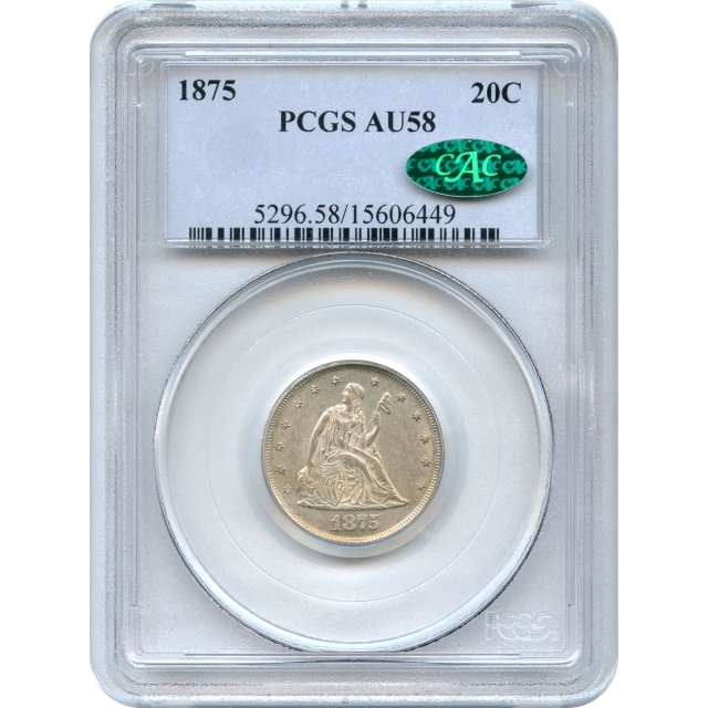 1875 20C Twenty Cent Piece PCGS AU58 (CAC)