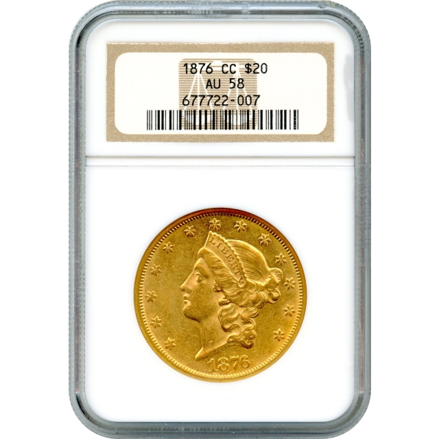 1876-CC $20 Liberty Head Double Eagle NGC AU58