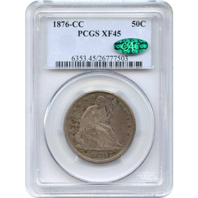 1876-CC 50C Liberty Seated Half Dollar PCGS XF45 (CAC)