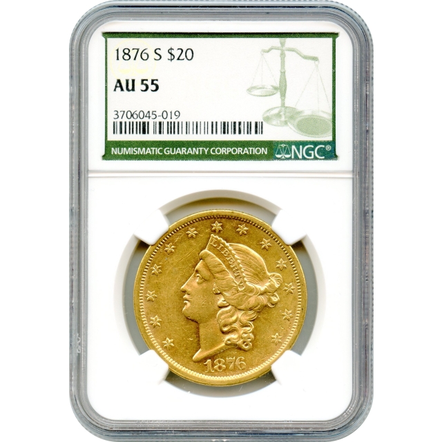 1876-S $20 Liberty Head Double Eagle NGC AU55