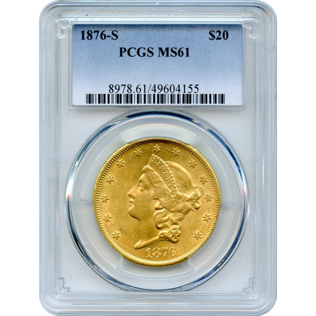 1876-S $20 Liberty Head Double Eagle PCGS MS61