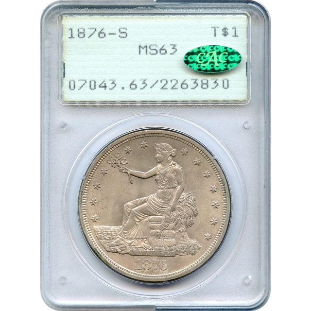 1876-S $1 Trade Silver Dollar PCGS MS63 (CAC)