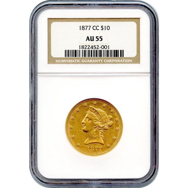 1877-CC $10 Liberty Head Eagle NGC AU55