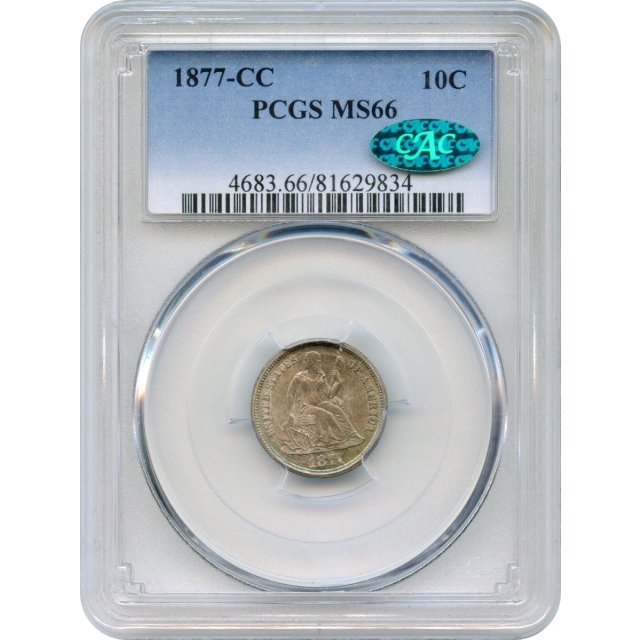 1877-CC 10C Liberty Seated Dime PCGS MS66 (CAC)