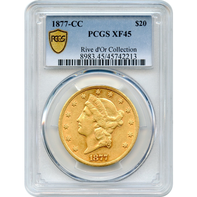1877-CC $20 Liberty Head Double Eagle PCGS XF45