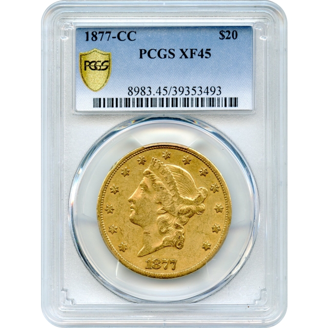 1877-CC $20 Liberty Head Double Eagle PCGS XF45