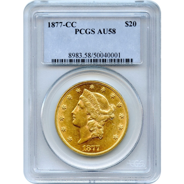 1877-CC $20 Liberty Head Double Eagle PCGS AU58