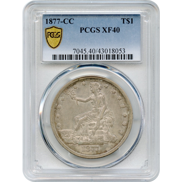 1877-CC $1 Trade Silver Dollar PCGS XF40