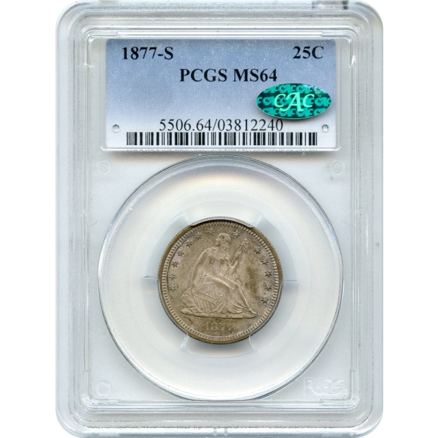 1877-S 25C Liberty Seated Quarter PCGS MS64 (CAC)