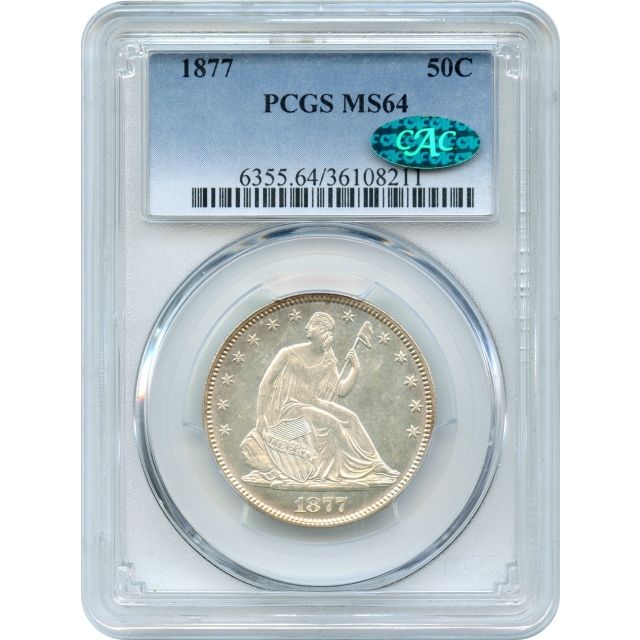 1877 50C Liberty Seated Half Dollar PCGS MS64 (CAC)