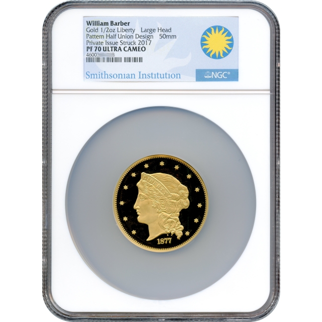 1877 $50 Smithsonian Half Union Barber Gold Commemorative 2pc Set NGC PR70 w/box & COA