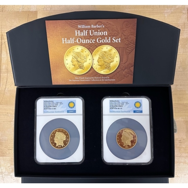 1877 $50 Smithsonian Half Union Barber Gold Commemorative Medal Set NGC PR70 (Struck in 2017)