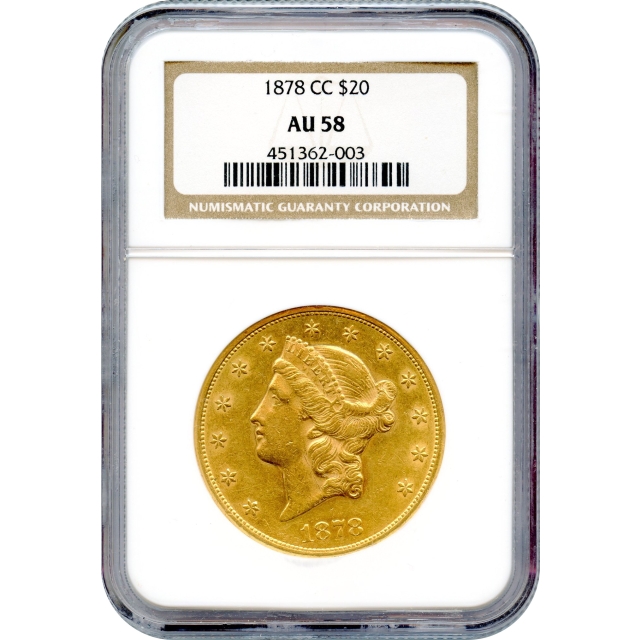 1878-CC $20 Liberty Head Double Eagle NGC AU58