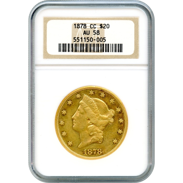 1878-CC $20 Liberty Head Double Eagle NGC AU58