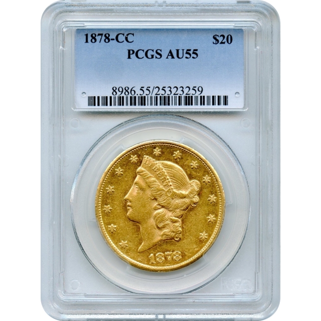 1878-CC $20 Liberty Head Double Eagle PCGS AU55