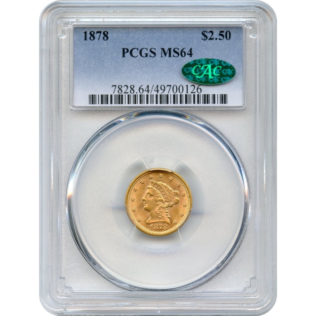 1878 $2.50 Liberty Head Quarter Eagle PCGS MS64 (CAC)
