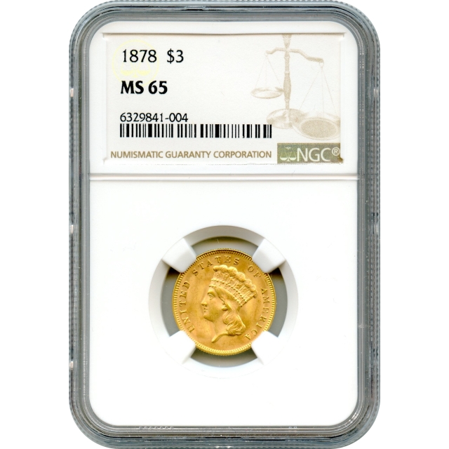 1878 $3 Indian Princess Three Dollar NGC MS65