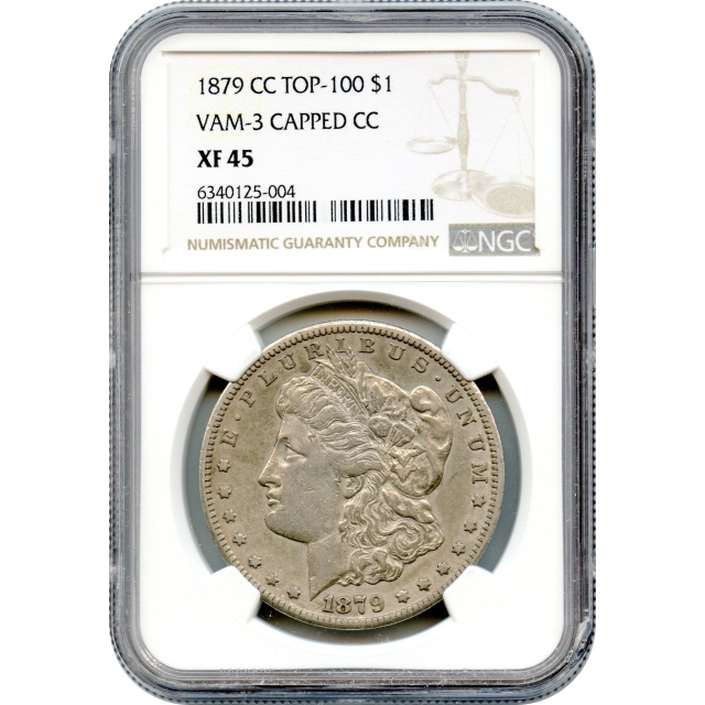 1879-CC $1 Morgan Silver Dollar, Capped Die VAM-3 NGC XF45