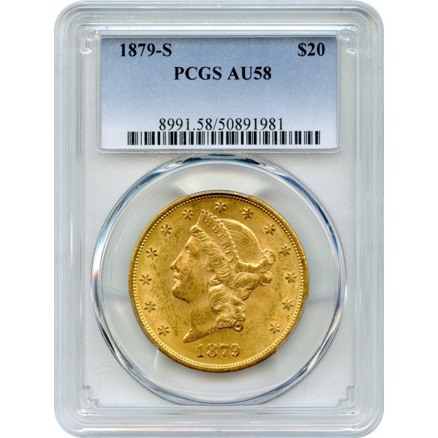1879-S $20 Liberty Head Double Eagle PCGS AU58