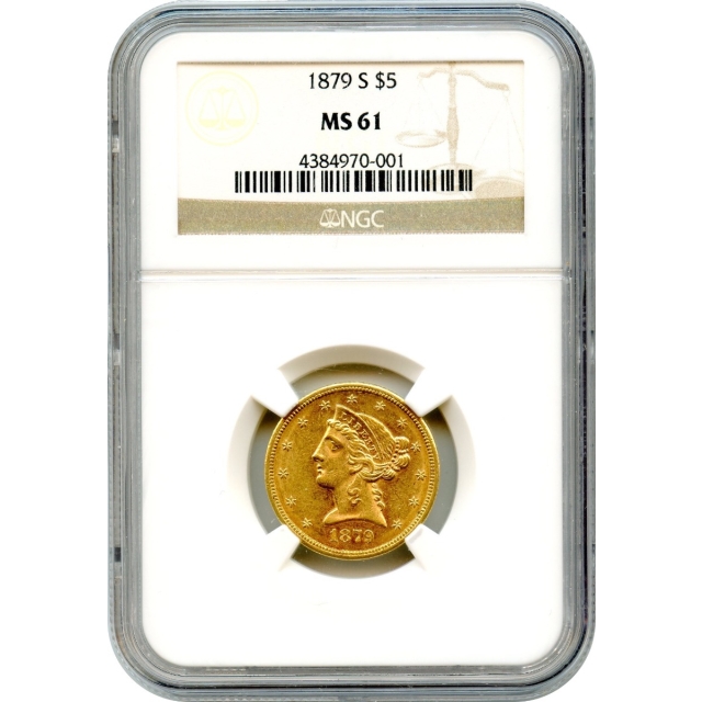 1879-S $5 Liberty Head Half Eagle NGC MS61