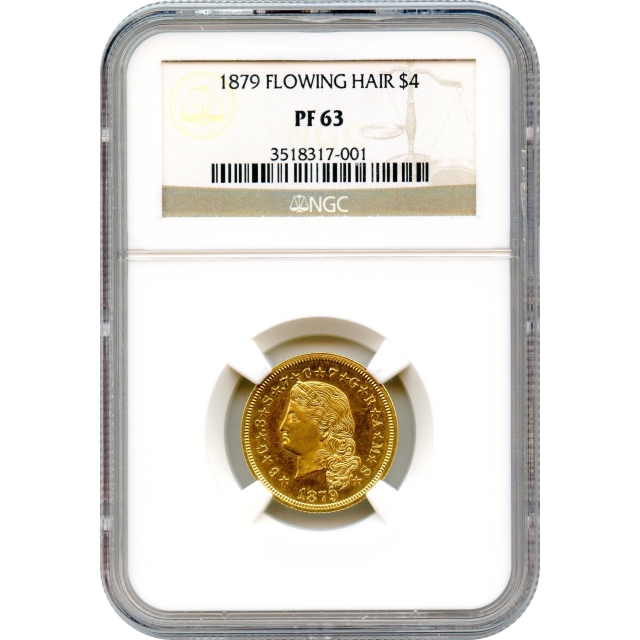 1879 $4 Flowing Hair Stella NGC PR63