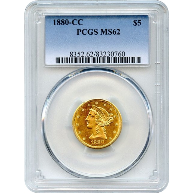 1880-CC $5 Liberty Head Half Eagle PCGS MS62