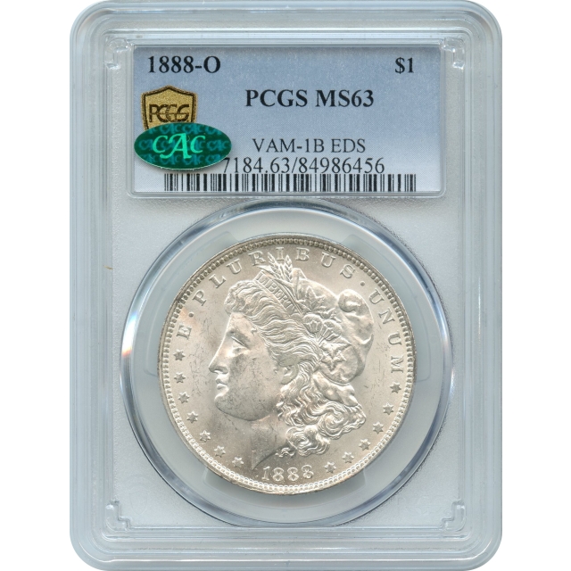 1888-O $1 Morgan Silver Dollar PCGS MS63 (CAC) EDS of "Hot Lips" variety