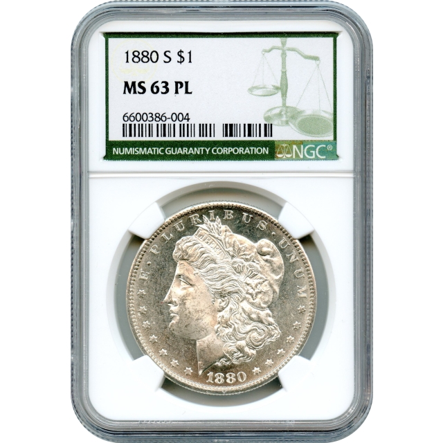 1880-S $1 Morgan Silver Dollar NGC (Green Label) MS63PL