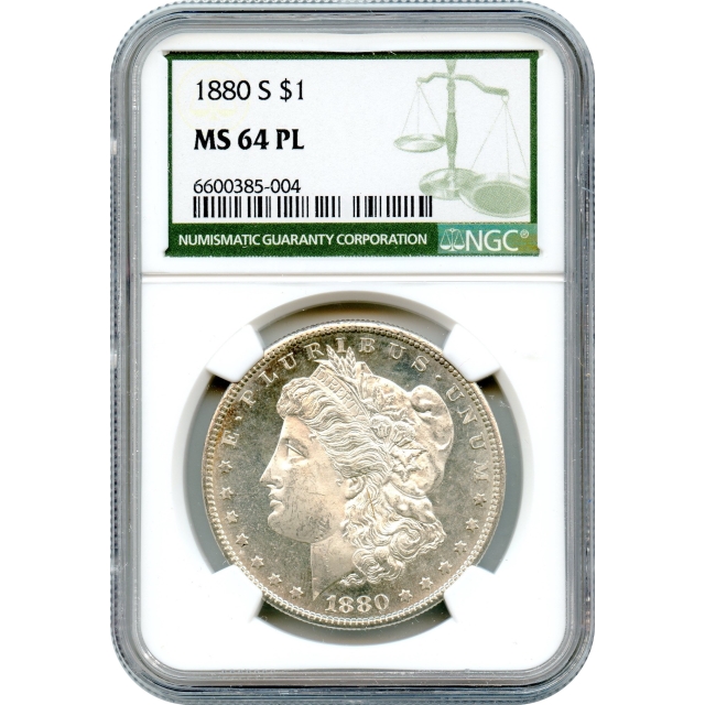 1880-S $1 Morgan Silver Dollar NGC (Green Label) MS64PL
