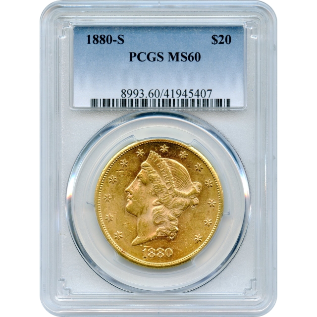 1880-S $20 Liberty Head Double Eagle PCGS MS60