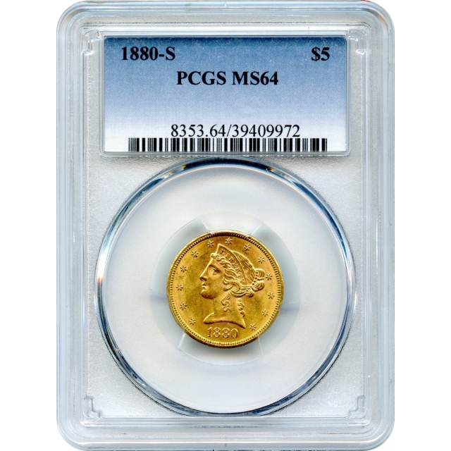 1880-S $5 Liberty Head Half Eagle PCGS MS64