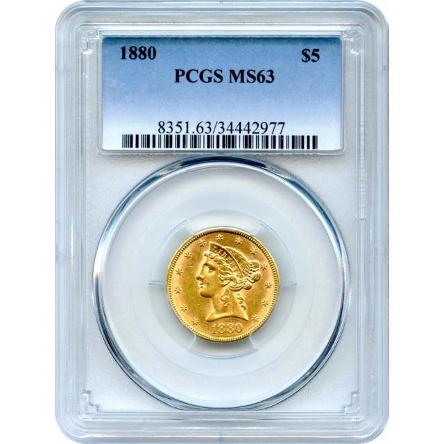 1880 $5 Liberty Head Half Eagle PCGS MS63