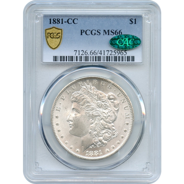 1881-CC $1 Morgan Silver Dollar, PCGS MS66 (CAC) - Relic of the Wild West!