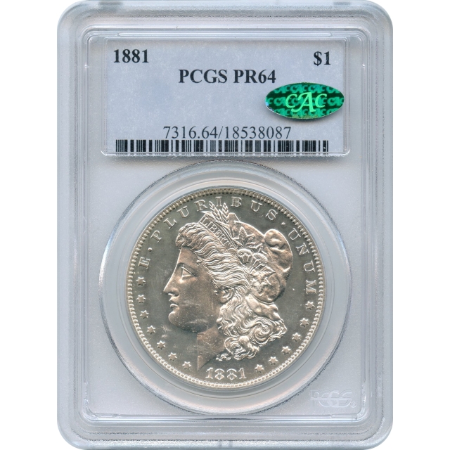 1881 $1 Morgan Silver Dollar PCGS PR64 (CAC)