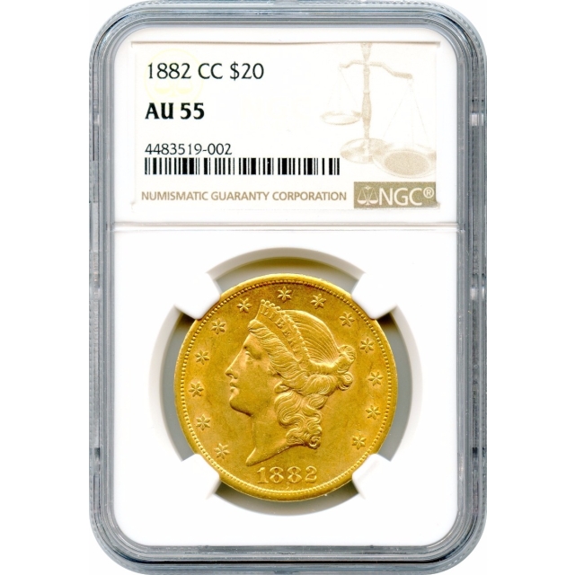 1882-CC $20 Liberty Head Double Eagle NGC AU55