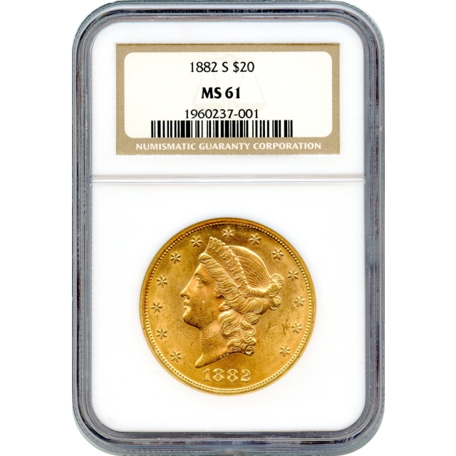 1882-S $20 Liberty Head Double Eagle NGC MS61