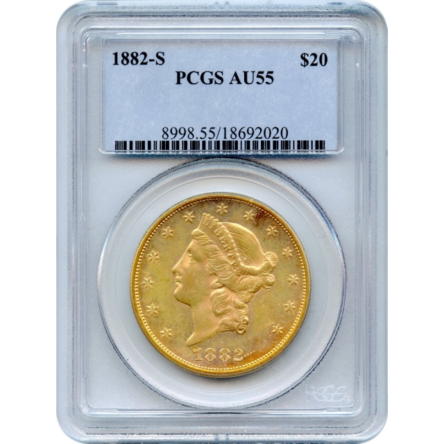 1882-S $20 Liberty Head Double Eagle PCGS AU55