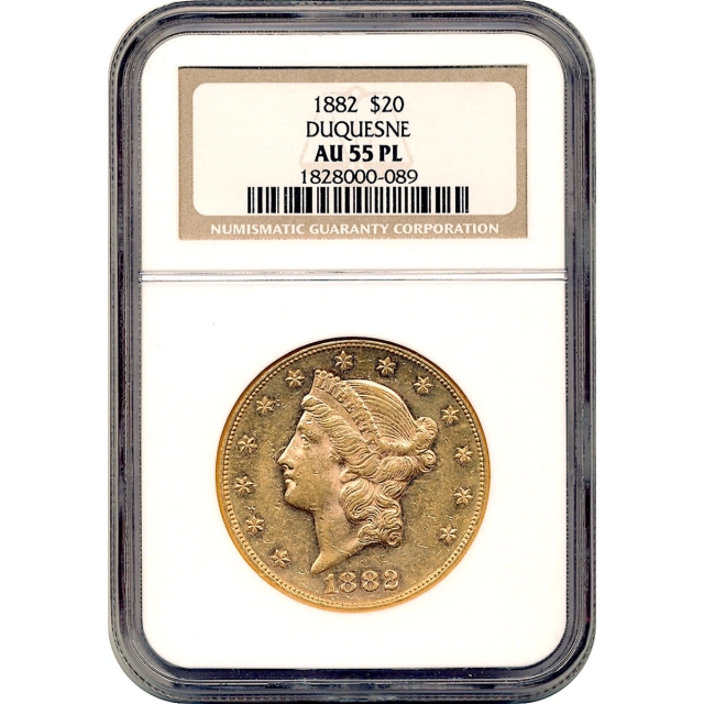 1882 $20 Liberty Head Double Eagle NGC AU55 Prooflike