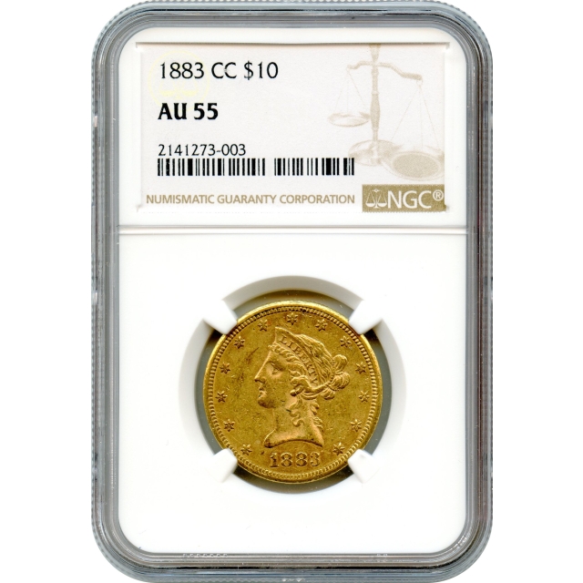 1883-CC $10 Liberty Head Eagle NGC AU55