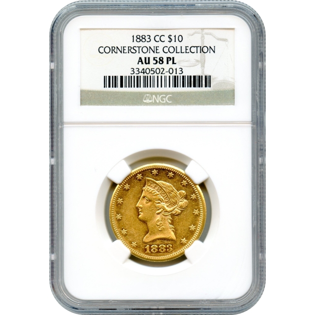 1883-CC $10 Liberty Head Eagle NGC AU58PL (pop 1; 1 finer PL)