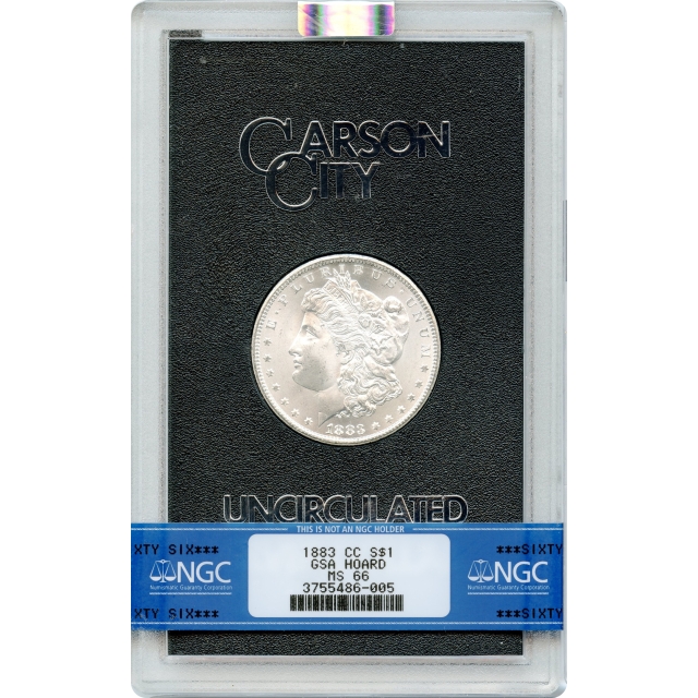 1883-CC $1 Morgan Silver Dollar NGC MS66 Ex. GSA Hoard, Box & COA included