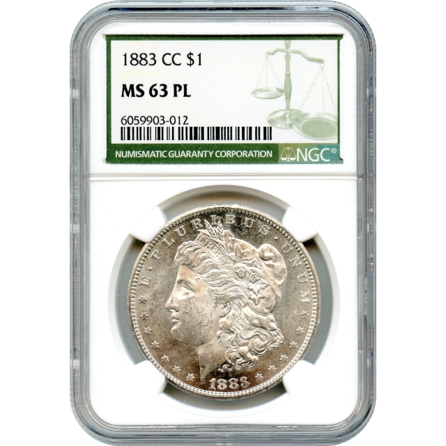 1883-CC $1 Morgan Silver Dollar NGC (Green Label) MS63PL