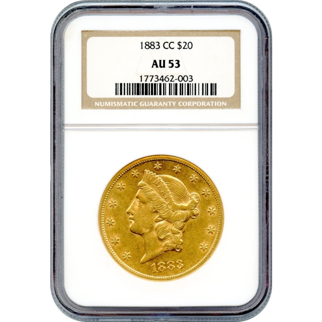 1883-CC $20 Liberty Head Double Eagle NGC AU53